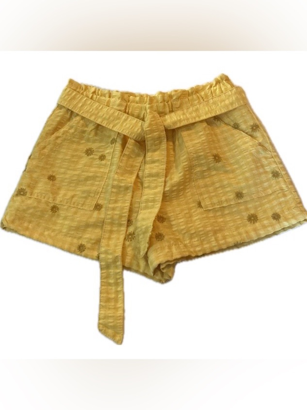 NWOT Time and Tru Yellow Sunflower Shorts Sz Medium Lined Cotton Blend
